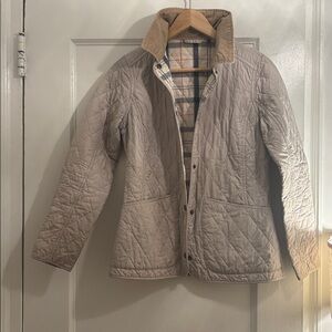 Barbour Quilted Beige Jacket with Plaid Lining